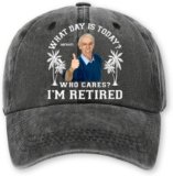 What Day is Today – Personalized Custom Vintage Washed Denim Cap, Retirement Gifts for Women Men 2025, Best Personalized Funny Retired Ideas Gifts, Retirement Gag Gifts for Men