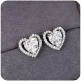 Diamond Stud Earrings for Women,Cute Heart Hypoallergenic Stud Earrings with Cubic Zirconia Trendy Birthday Gifts
