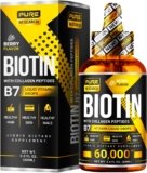 Liquid Biotin & Collagen Hair Growth Drops 60,000mcg – Biotin and Liquid Collagen Supplement for Men & Women – Glowing Skin Support, Healthy Hair & Nail Growth – 2oz