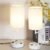 Dreamholder Table Lamp with 3 USB Charging Ports, Modern Desk Lamp with AC Outlet and Phone Stands, Perfect Bedside Lamp for Bedroom, Living Room, Office (Pack of 2), White