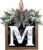 Last Name Year Round Front Door Wreath Front Porch Decoration 26 Letter Welcome Sign with Eucalyptus Garland and Bow Spring Wreaths for Front Door Outside Hanger Garland(M)
