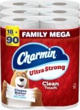 Charmin Ultra Strong Clean Touch Toilet Paper, 18 Family Mega Rolls = 90 Regular Rolls