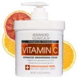 Advanced Clinicals Vitamin C Cream Visibly Brightening Body Lotion | Vitamin C Moisturizer Skin Care Body Cream For Women & Men Helps Visibly Improve Look Of Dark Spots & Uneven Skin Tone, 16 Ounce