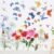 64 Pcs Flowers Butterflies Wall Decals Chrysanthemums Dragonflies Wall Sticker Botanical Peel and Stick Art Removable PVC Garden Decal for Nursery Bedroom Decor(Colorful)