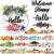 20 Pcs Interchangeable Welcome Sign Valentine‘s Day Interchangeable Wooden Seasonal Hello Sign Rustic Round Seasonal Wreaths for Front Door Porch Wall Decor(White)