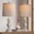 PARTPHONER Traditional Table Lamp Set of 2, Rustic Farmhouse Table Lamps for Living Room Bedroom, 22″ Bedside Desk Lamps Vintage Nightstand Lamps with Linen Shades, Antique Grey