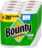 Bounty Quick Size Paper Towels, White, 8 Family Rolls = 20 Regular Rolls (Packaging May Vary)