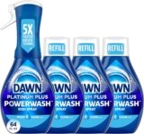 Dawn Platinum Powerwash Dish Spray, Dish Soap Liquid, Fresh Scent Bundle, 1 Spray (16oz) + 3 Refills (16oz each)(Pack of 4)