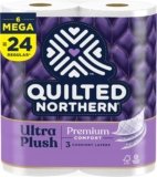 Quilted Northern Ultra Plush Toilet Paper, 6 Mega Rolls = 24 Regular Rolls, 3X Thicker*, 3 Ply Soft Toilet Tissue