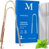 Mouthology Copper Tongue Scraper for Adults (2 Pack), Reduce Bad Breath, Metal Tongue Scraper, Tongue Cleaner, Tongue Scraper, Tongue Scrubber, Tongue Cleaner for Adults, Tongue Scraper Reusable