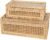 Handwoven Boho Rattan Display Boxes with Glass Lids – Set of 2 Rectangular Decorative Storage Bins – Natural Woven Cane Home Decor Organizers