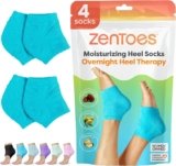 ZenToes Moisturizing Socks for Cracked Heel Treatment – Vitamin E, Olive Oil and Jojoba Oil Infused Heel Socks to Soften and Hydrate (Fuzzy Blue, Regular)