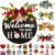 Interchangeable Welcome Sign for Front Door, Christmas Wreaths for Front Door with 4 Seasonal Wreaths and 21 Changeable Icons for Christmas Door Decor