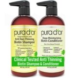 PURA D’OR Anti-Thinning Biotin Shampoo & Deep Moisturizing Conditioner Original Gold Label Set (16oz x2) Natural Earthy Scent, CLINICALLY TESTED Effective Results, DHT Blocker Thickening, Women & Men