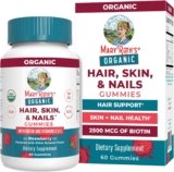 MaryRuth’s Hair Skin and Nail Vitamins | USDA Organic | 2500 mcg Biotin Gummies with Vitamin C & Vitamin E | Hair Growth Vitamins | Skin Care | Nail Growth | Ages 14+ | 60 Count
