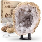 NATIONAL GEOGRAPHIC Break Open 5 Jumbo Geodes – Earth Science Kit with 5 Premium, Extra-Large Geodes with Crystals, Goggles & Display Stands, Science Gifts, Fun Stuff for Kids (Amazon Exclusive)