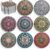 Mandala Drink Coasters with Holder – 8 Set Ceramic Boho Coaster for Drinks Absorbent with Cork Base and Black Holder – Coasters for Coffee Table Apartment Wooden Bar Mugs Glasses Cup Beer